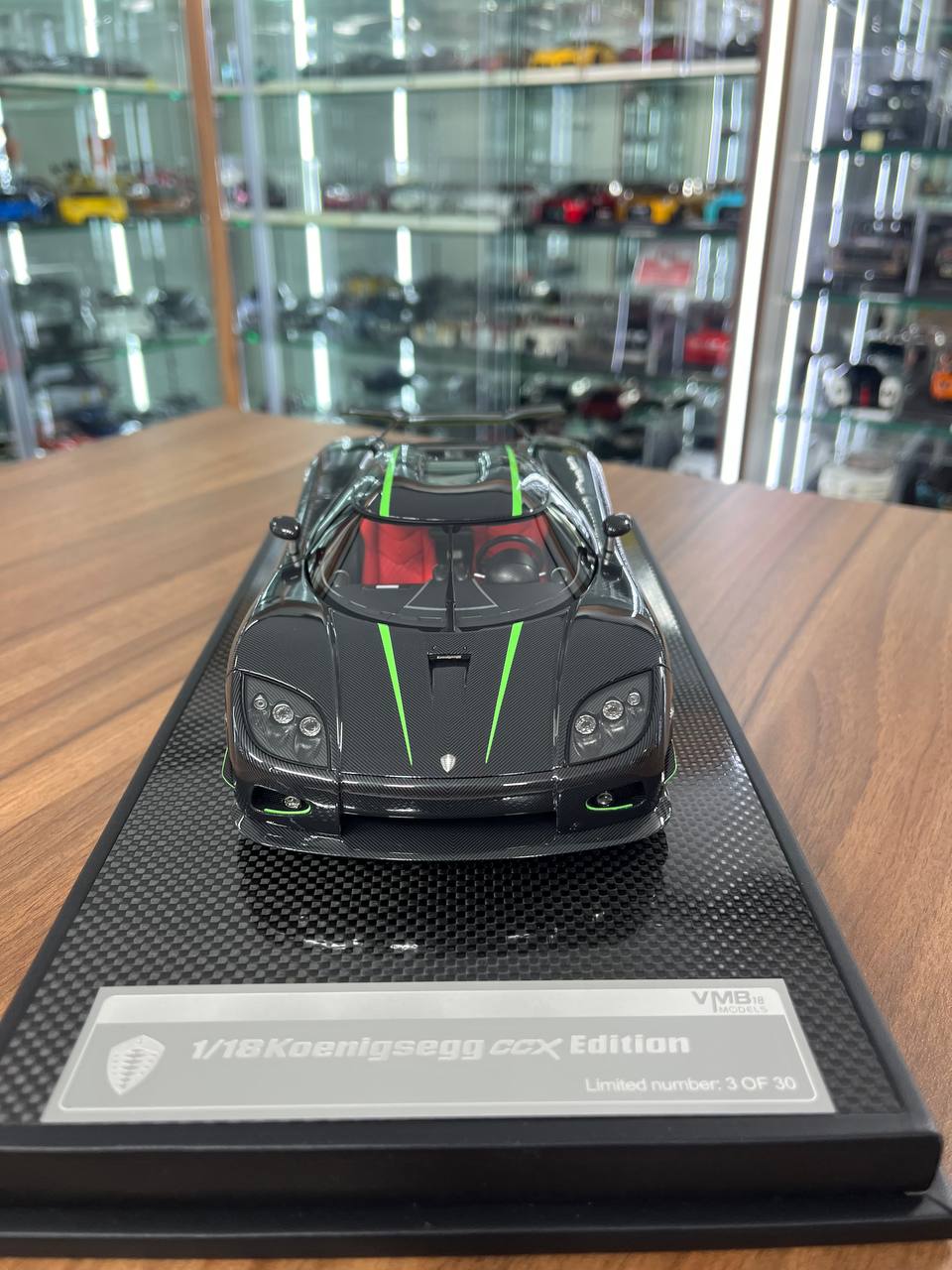 1/18 Koenigsegg CCX Edition Carbon Fiber Green Stripe | VMB Model | Limited 30 Pcs