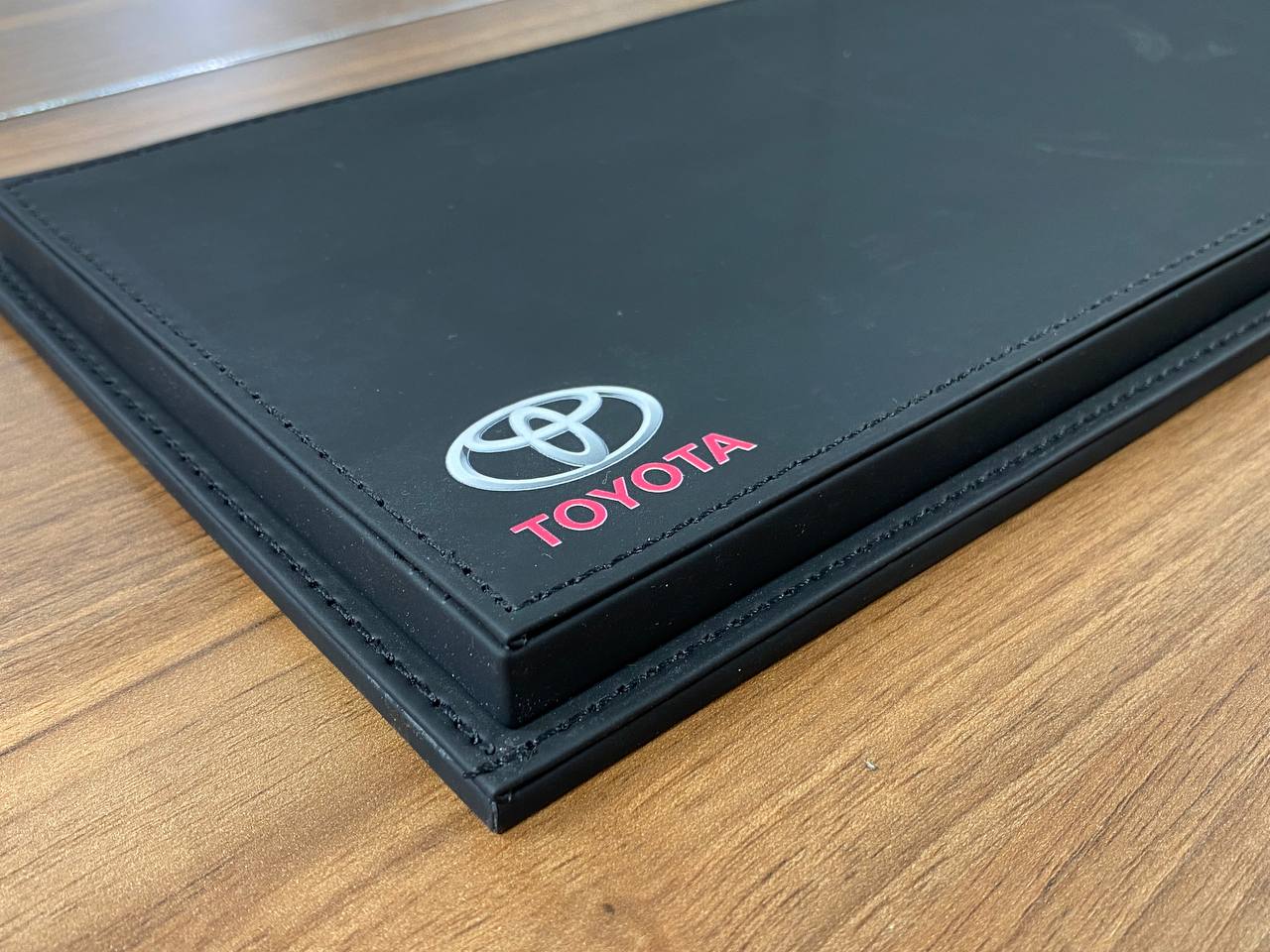 1:18 Acrylic Display Case – Black Leather Base with Toyota Logo Print