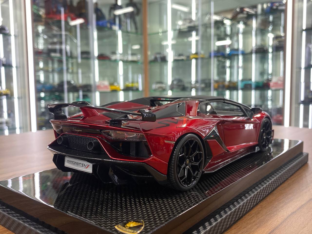 1/18 resin MR Collection Lamborghini Aventador Roadster SVJ Red / Italy flag Limited- 1 of 1