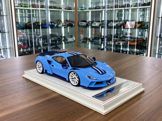 1/18 Resin Model Davis & Giovanni Ferrari F8 Tributo Novitec - Baby blue, blue carbon, white/blue stripe