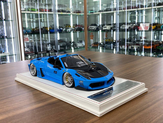 1/18 Resin – Ferrari 458 Spider GT LB Works | Davis & Giovanni | Light blue , carbon bonnet | Limited - 10 pcs