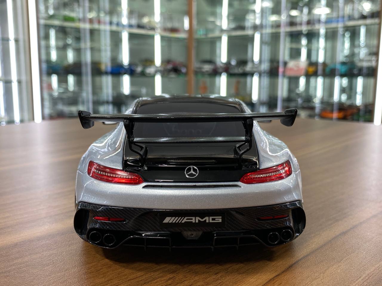 1/18 diecast Norev Dealer Edition Mercedes Benz AMG GT Black Series in high tech silver