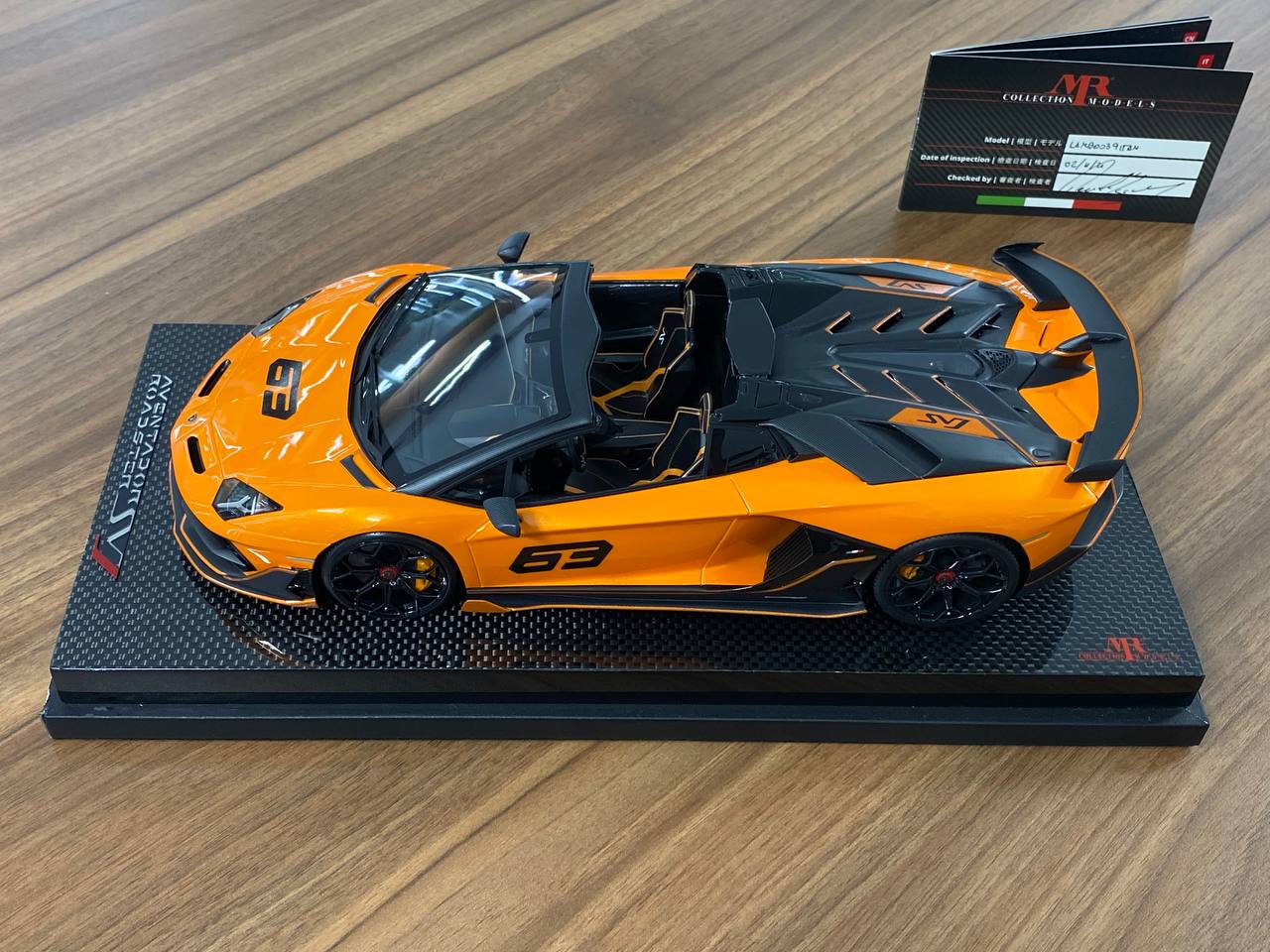 1:18 Resin - MR Collection Models Lamborghini Aventador Roadster SVJ (Arancio Atlas 63 Livery)