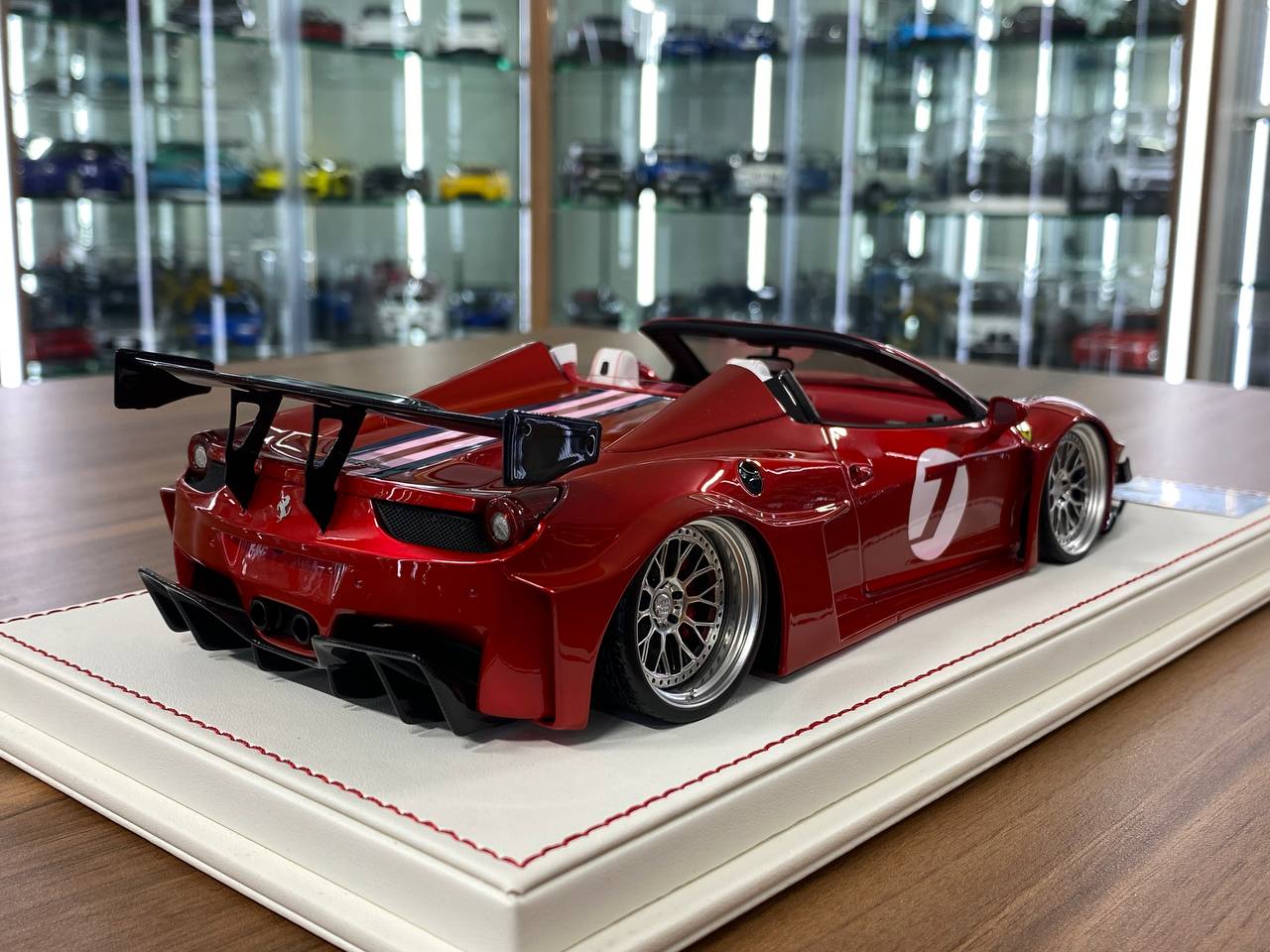 1:18 Resin Davis & Giovanni Ferrari 458 Spider GT LB Works Candy Red / French Stripe 7 – Limited 1 of 1