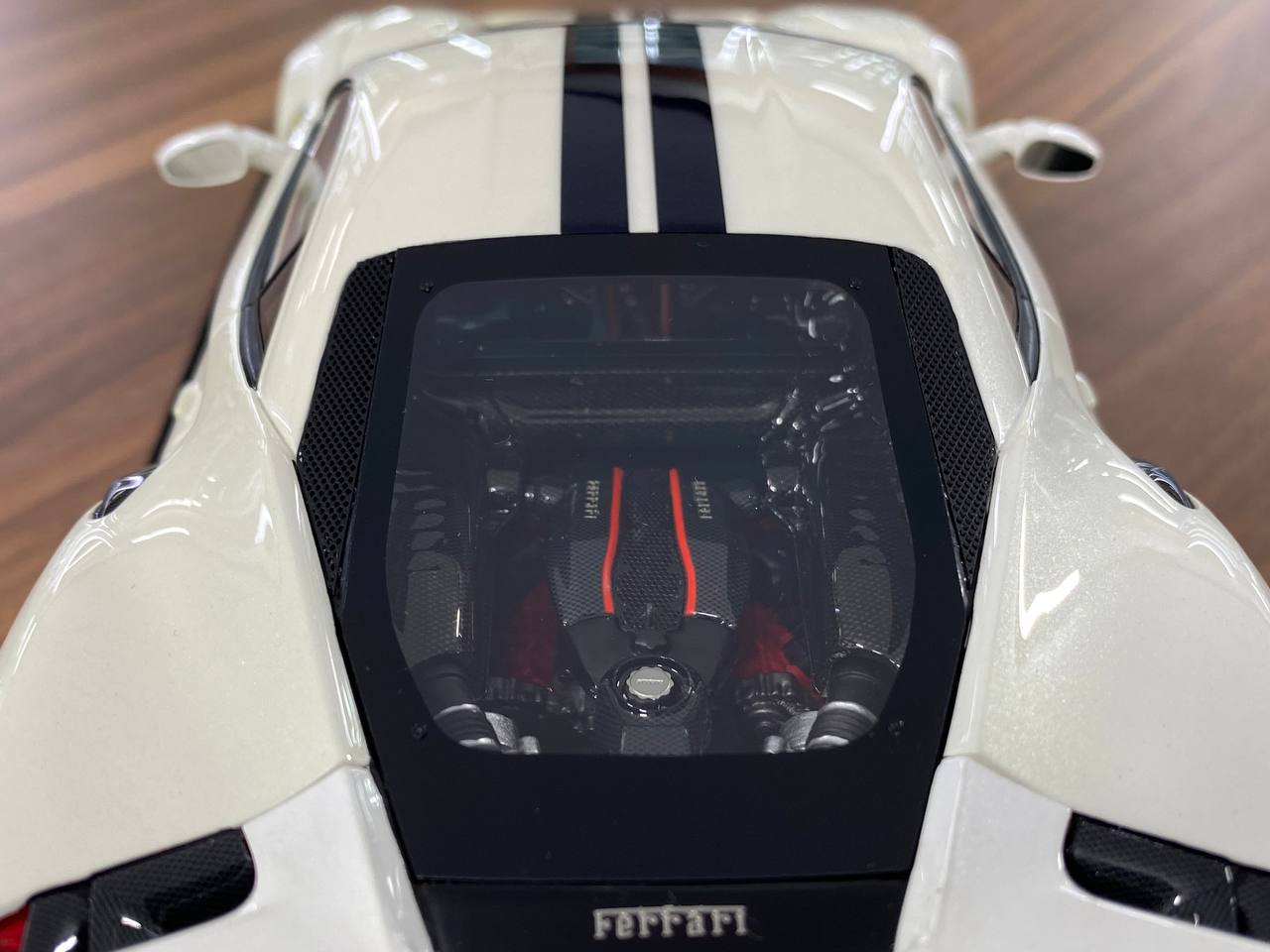 1:18 Resin Model - MR Collection Models Ferrari 488 Pista (White/Black Stripes)