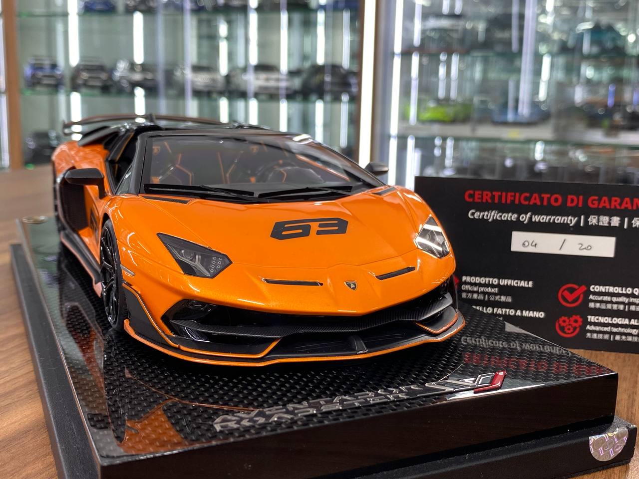 1:18 Resin - MR Collection Models Lamborghini Aventador Roadster SVJ (Arancio Atlas 63 Livery)