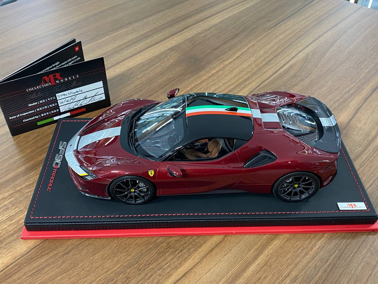 1:18 Resin MR Collection Ferrari SF90 Stradale Maroon / Italian Flag Limited 1 of 1