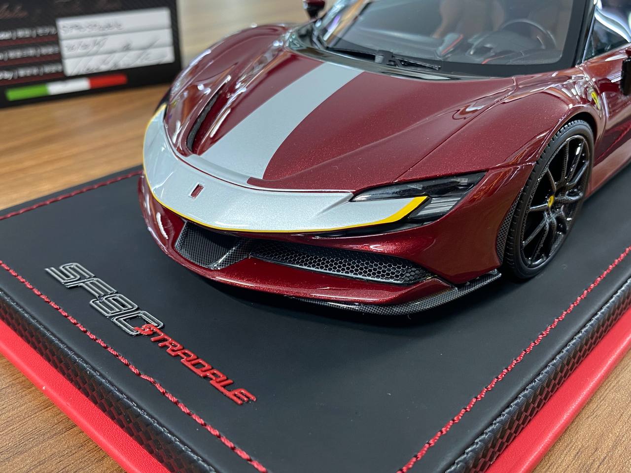 1:18 Resin MR Collection Ferrari SF90 Stradale Maroon / Italian Flag Limited 1 of 1