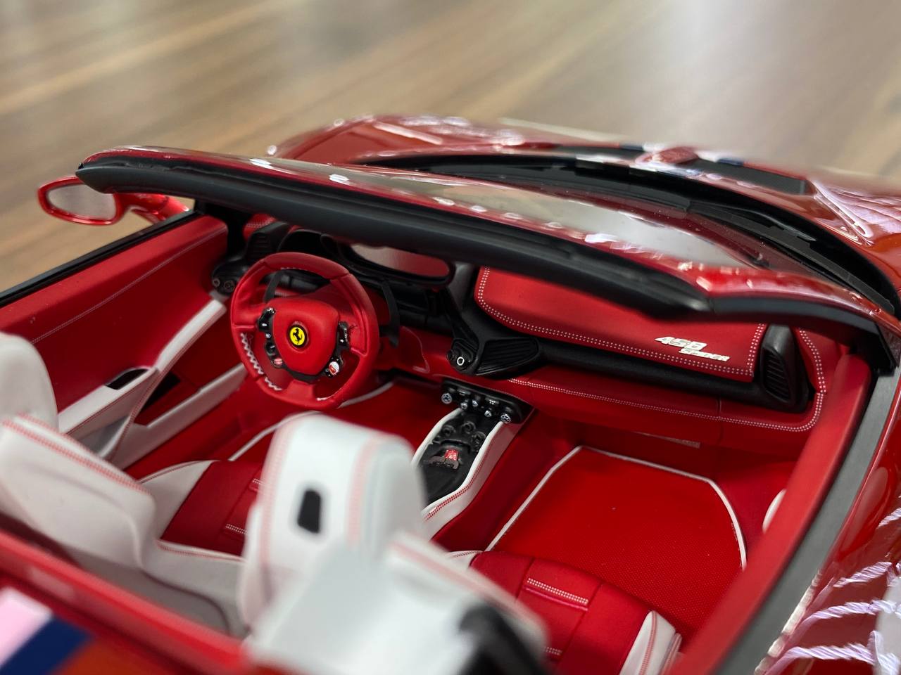 1:18 Resin Davis & Giovanni Ferrari 458 Spider GT LB Works Candy Red / French Stripe 7 – Limited 1 of 1
