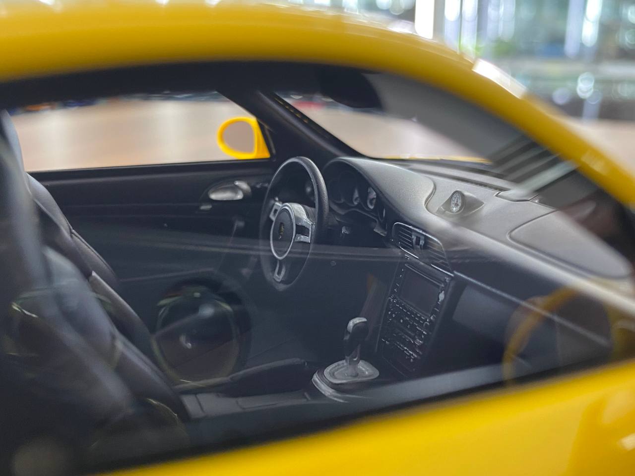 1:18 Resin Porsche 911 Turbo S (997.2) Yellow Exterior with Black Interior Silver Rim Ivy Model