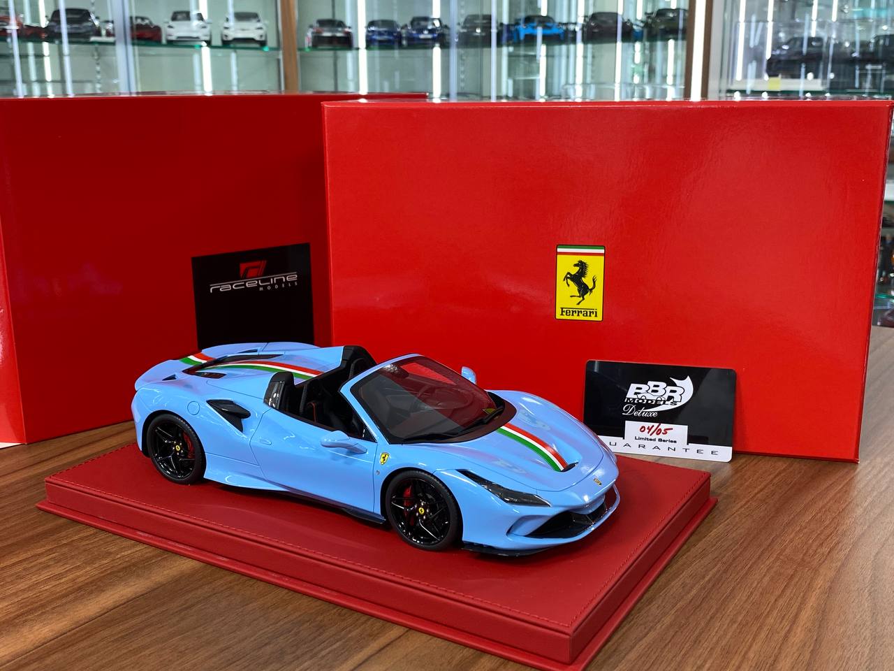 1:18 Resin Model – BBR Deluxe Ferrari F8 Spider – Azzurro La Plata Italian Stripe – Limited to 5 pcs