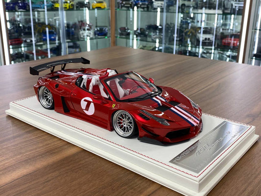 1:18 Resin Davis & Giovanni Ferrari 458 Spider GT LB Works Candy Red / French Stripe 7 – Limited 1 of 1