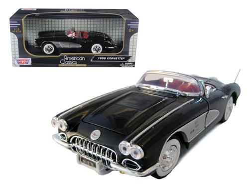 1958 Chevrolet Corvette Convertible Black 1/18 Diecast Model Car by Motormax