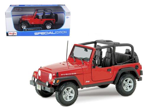 1/18 Diecast Jeep Wrangler Rubicon Red Scale Model Car by Maisto