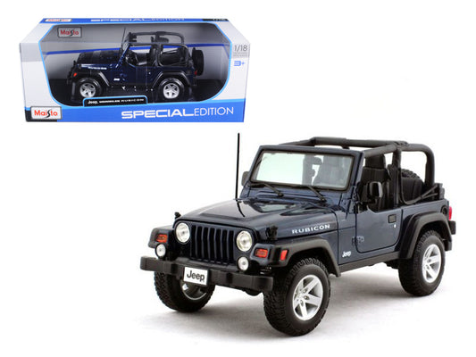1/18 Diecast Jeep Wrangler Rubicon Deep Blue Scale Model car by Maisto
