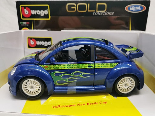 1/18 Diecast Volkswagen New Beetle Cup Blue Scale Model car by Maisto
