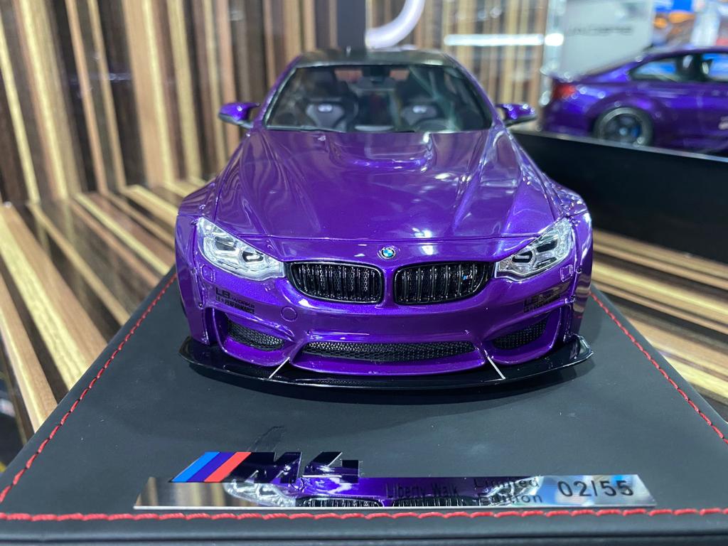 1/18 Diecast Miniature BMW M4 Liberty Walk AutoBarn Purple Model Car