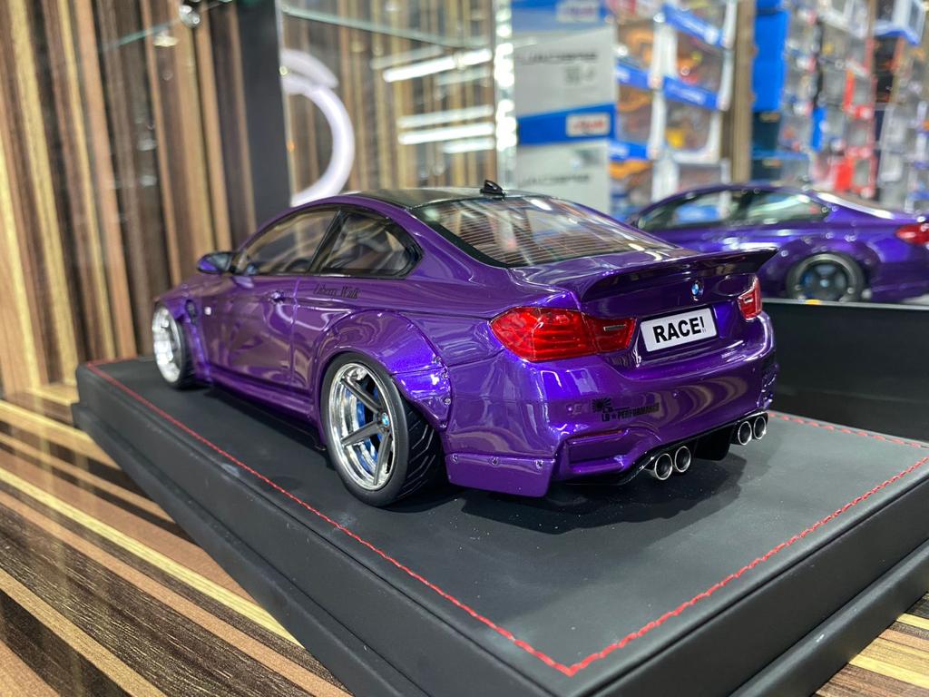 1/18 Diecast Miniature BMW M4 Liberty Walk AutoBarn Purple Model Car