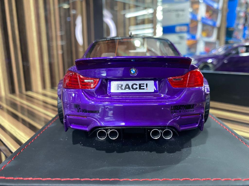1/18 Diecast Miniature BMW M4 Liberty Walk AutoBarn Purple Model Car