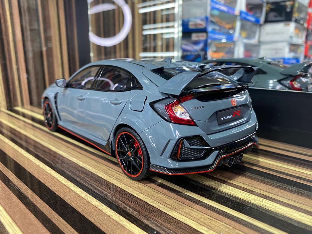 1/18 Diecast Honda Civic Type R 2021 Grey LCD Scale Model Car