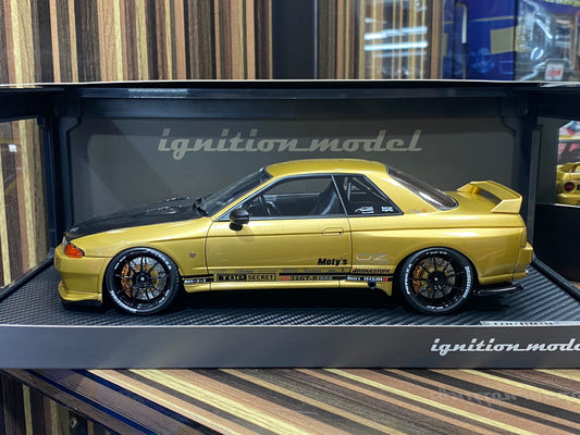 1/18 Diecast Nissan Skyline GT-R R32 Gold Ignition model Miniature Car