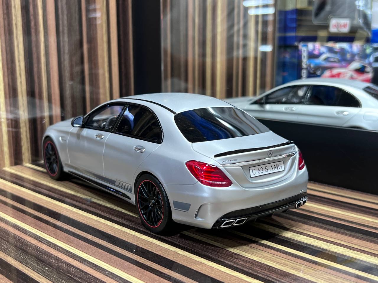 1/18 Resin Mercedes-Benz C63 S AMG Silver Model Car by GT Spirit