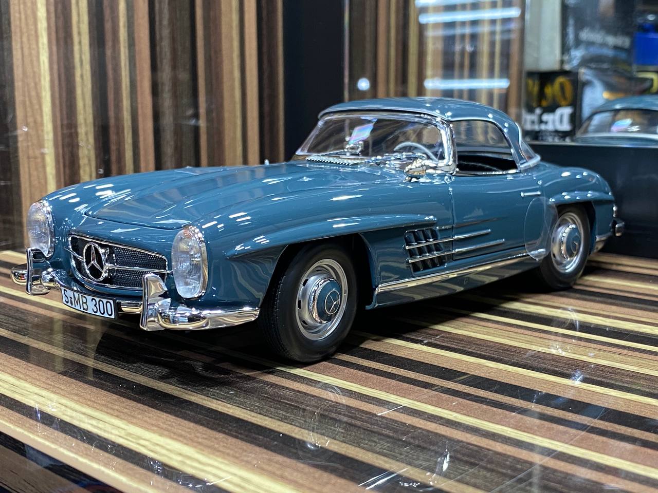 1/18 Diecast Mercedes-Benz 300SL Roadster Blue Norev Scale Model Car