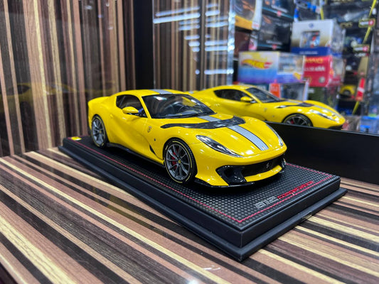 1/18 Resin Ferrari 812 Competizione Yellow Miniature Car by MR Models