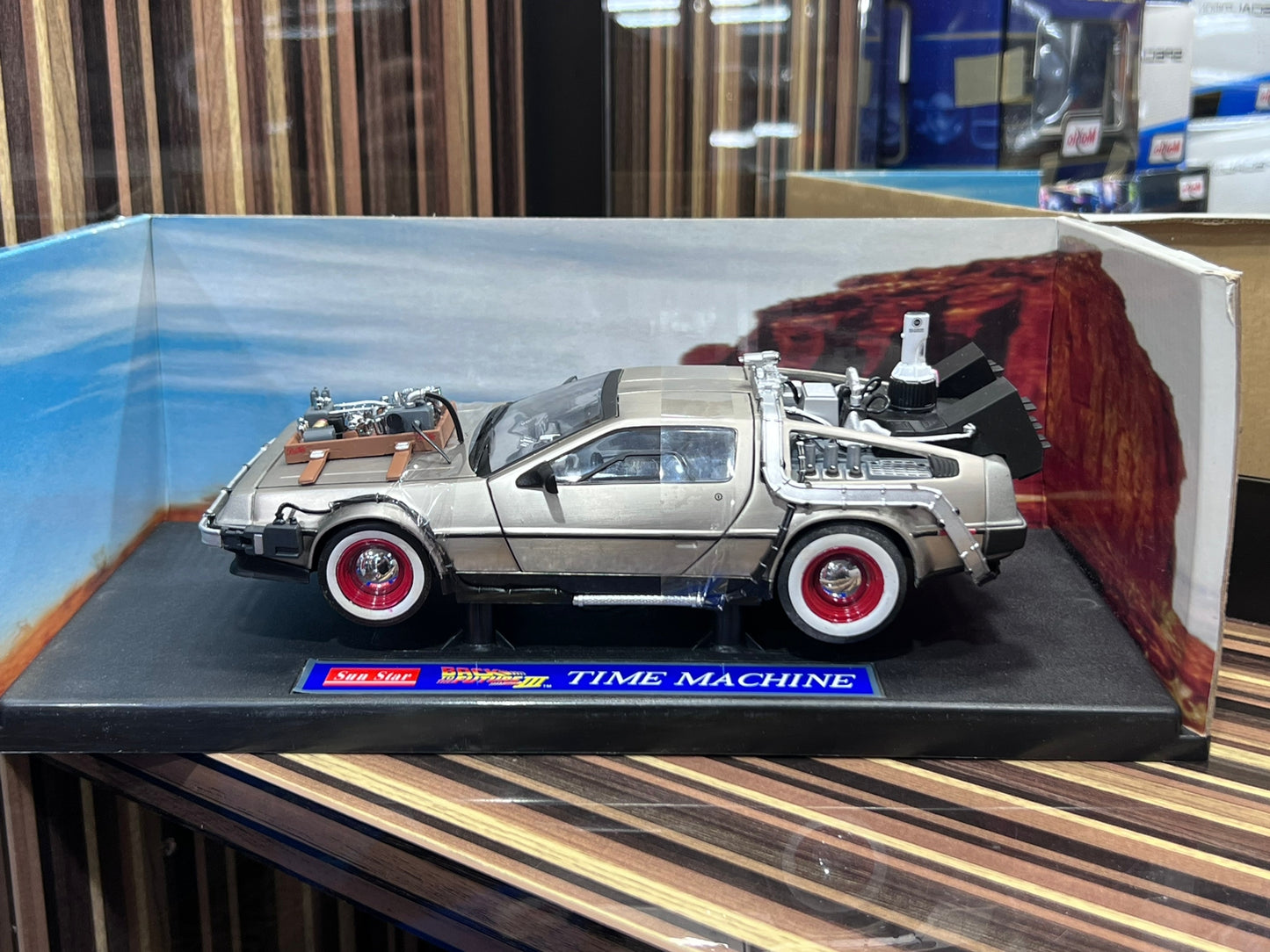 1/18 Diecast DMC De Lorean LK Time Machine Silver Miniature car by Sun Star