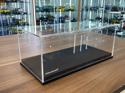 1:18 Acrylic Display Case – Black Leather Base with McLaren Logo Print