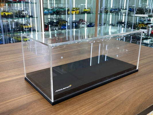 1:18 Acrylic Display Case – Black Leather Base with McLaren Logo Print