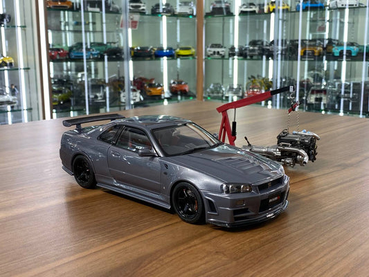 1/18 Diecast |Full Opening |MotorHelix Nissan Skyline GT-R R34 (Nismo) CRS Z-Tune Gun Metallic Limited Edition-1,199 pcs.