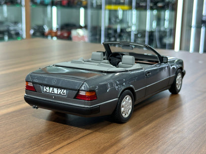 1/18 Diecast Mercedes-Benz 300 CE-24 Cabriolet (W124, 1991–1993) – Norev Dealer Edition (Pearl Grey)