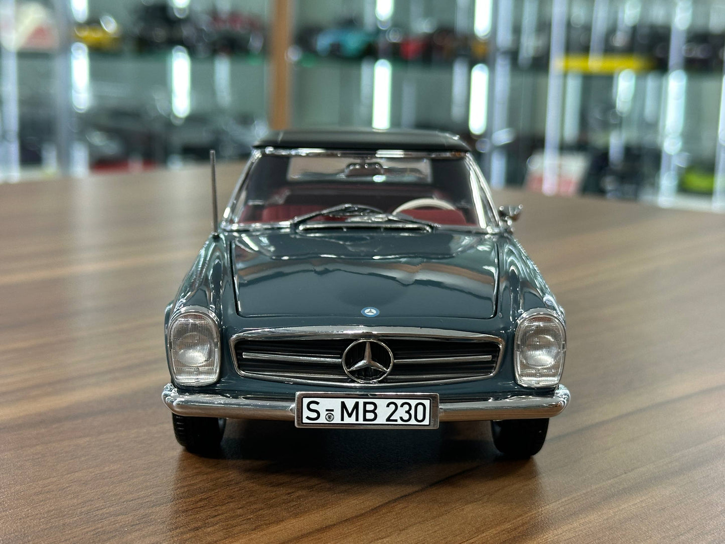 1/18 Diecast Mercedes-Benz 230 SL Pagoda (W113, 1963–1967) – Norev Dealer Edition (Blue)
