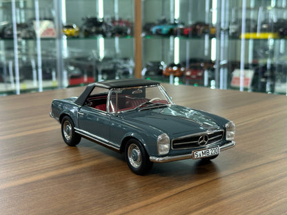 1/18 Diecast Mercedes-Benz 230 SL Pagoda (W113, 1963–1967) – Norev Dealer Edition (Blue)