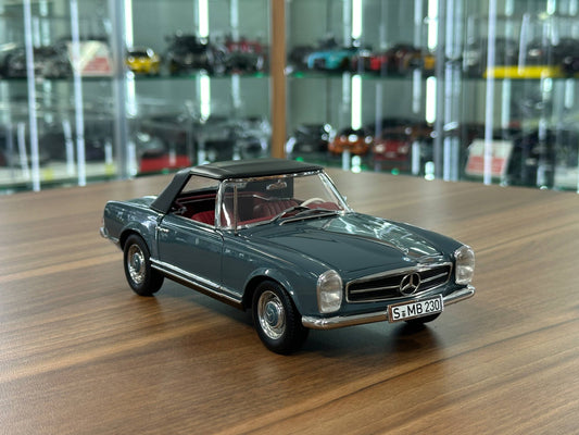 1/18 Diecast Mercedes-Benz 230 SL Pagoda (W113, 1963–1967) – Norev Dealer Edition (Blue)