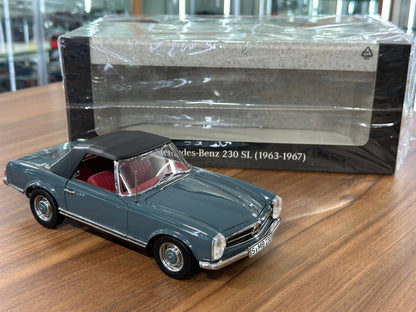 1/18 Diecast Mercedes-Benz 230 SL Pagoda (W113, 1963–1967) – Norev Dealer Edition (Blue)