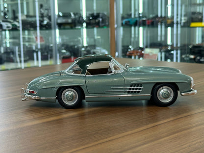 1/18 Diecast Mercedes-Benz 300 SL Roadster (W198, 1957–1963) – Norev Dealer Edition (Light Green)