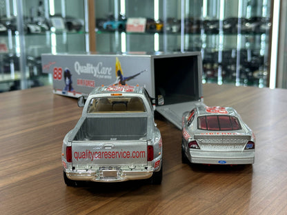Brookfield Collectors Guild NASCAR Ford Taurus & Ford F‑350 Crew Cab 1998 – Dale Jarrett #88 US Air Force Tribute Stock Car & Trailer – 1:24 Diecast Model (Full Opening, Limited Edition)