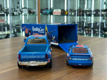 Brookfield Collectors Guild NASCAR Ford Taurus & Ford F‑350 Crew Cab 1998 – Dale Jarrett #88 US Air Force Tribute Stock Car & Trailer – 1:24 Diecast Model (Full Opening, Limited Edition)
