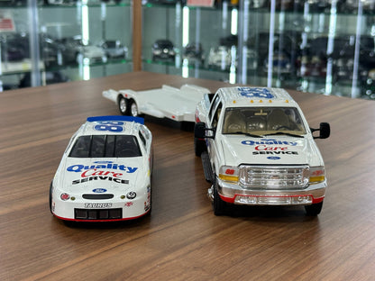 Brookfield Collectors Guild NASCAR Ford Taurus & Ford F‑350 Crew Cab 1998 – Racing Livery Crew Cab & Trailer #88 – 1:24 Diecast Model (Full Opening, Limited Edition)