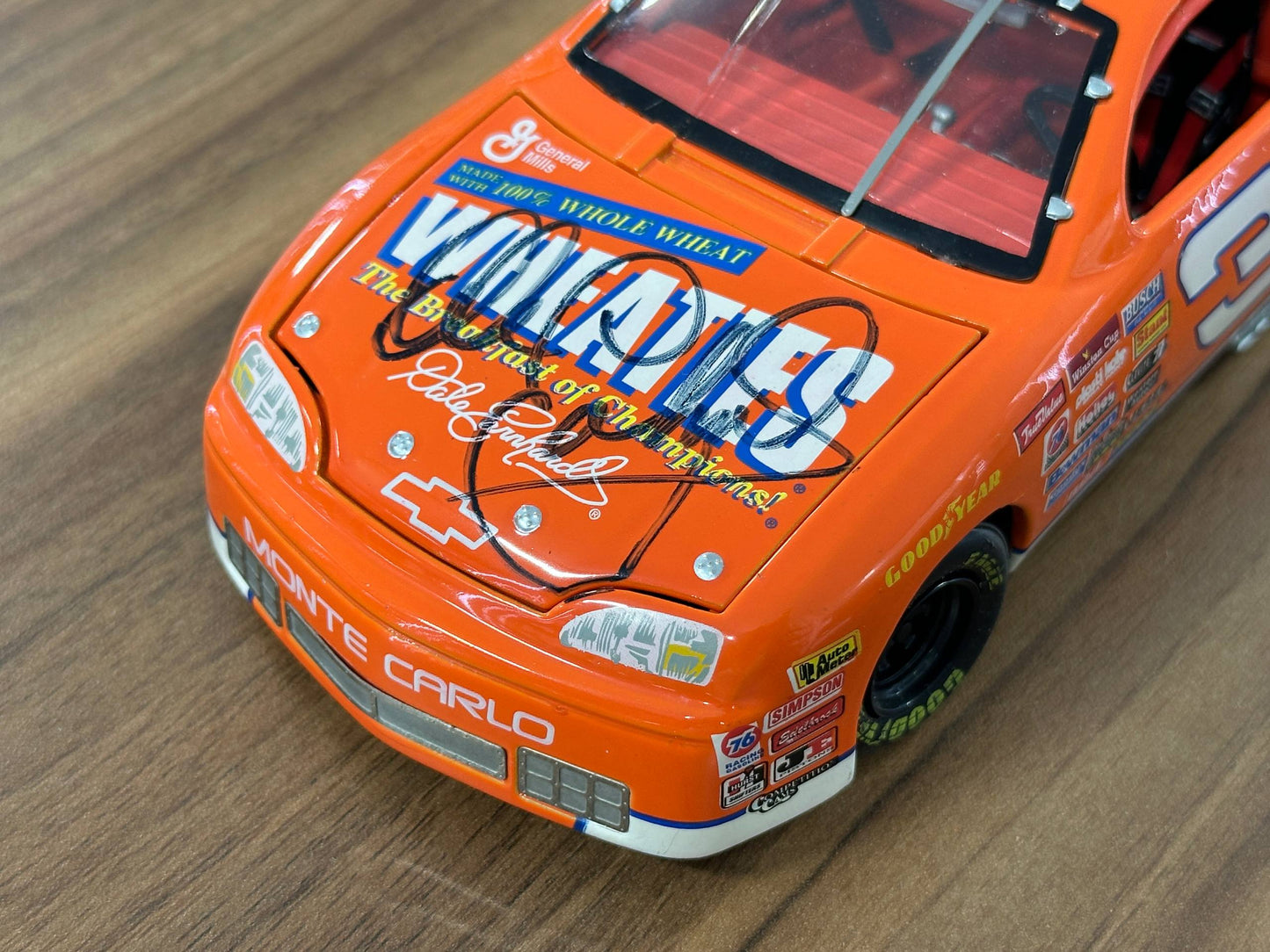 Action Racing Collectables NASCAR Chevrolet Monte Carlo Elite 1997 – Dale Earnhardt #3 Goodwrench Wheaties Orange – 1:24 Diecast Model (Full Opening, Limited Edition)