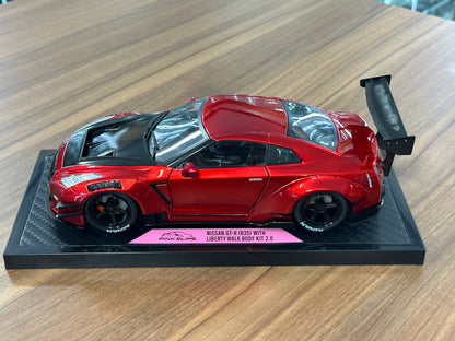 1/18 Diecast Nissan GT-R R35 LBWK 2.0 by Pink Slips in Red