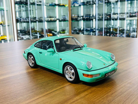 1/18 Diecast Metal Full Opening Norev Porsche 911 Carrera 2 (1992) - Mint Green