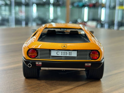 1/18 Diecast Mercedes-Benz C111-II (1970) – Norev Dealer Edition (Weissherbst Orange)