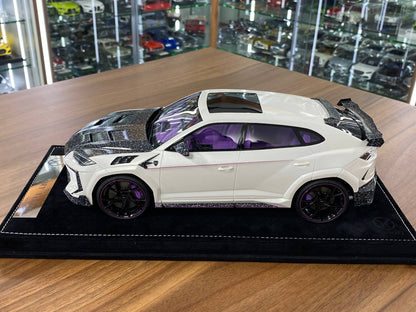 1:18 Resin Model Lamborghini URUS Venatus MANSORY – White/Purple | Timothy & Pierre (Limited 15 pcs – Dubai Collectors)