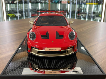 1:18 Resin Model Porsche 911 GT3 RS (992.1) – Red/Golden Rims | Timothy & Pierre (Limited 40 pcs – Dubai Collectors
