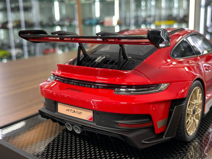 1:18 Resin Model Porsche 911 GT3 RS (992.1) – Red/Golden Rims | Timothy & Pierre (Limited 40 pcs – Dubai Collectors