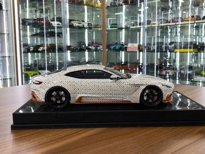 Aston Martin DB11 CYRUS MANSORY 1:18 Resin Model – LV White Colorful | Timothy & Pierre (Limited 20 pcs – Dubai Collectors)