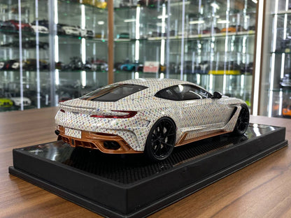 Aston Martin DB11 CYRUS MANSORY 1:18 Resin Model – LV White Colorful | Timothy & Pierre (Limited 20 pcs – Dubai Collectors)